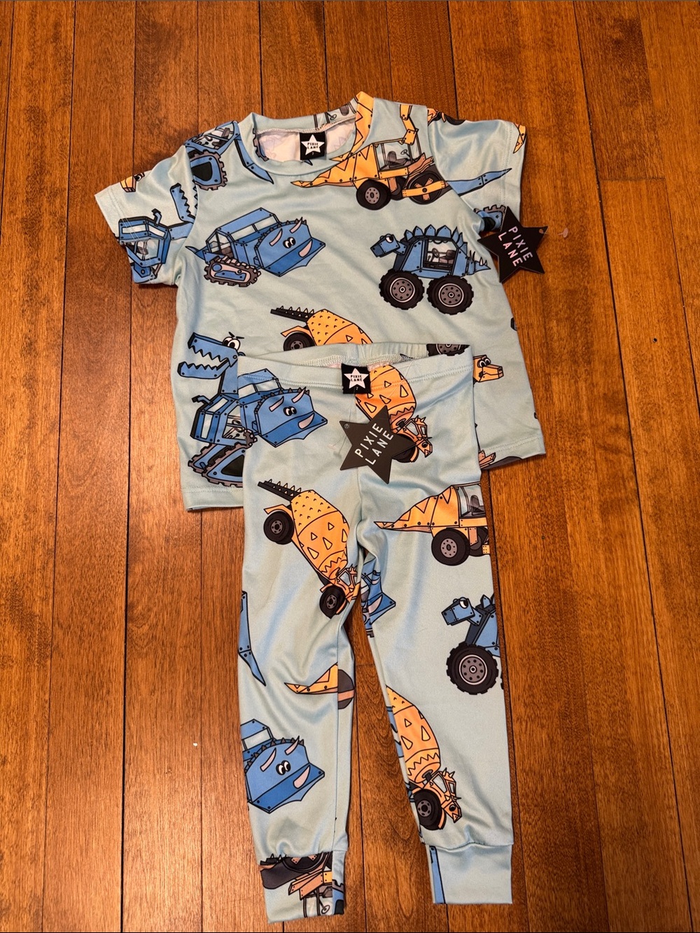 Pixie & Me Blue Construction Trucks Kids Pajama Set